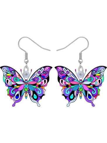 Acrylic Spring Summer Multicolor Butterfly Earrings - Multi Stylord