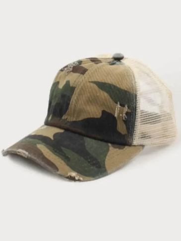 Army Pattern Mesh Baseball Cap Hat - Green Stylord
