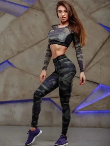 Army Print Stretch Long Sleeve Tracksuit - Stylord