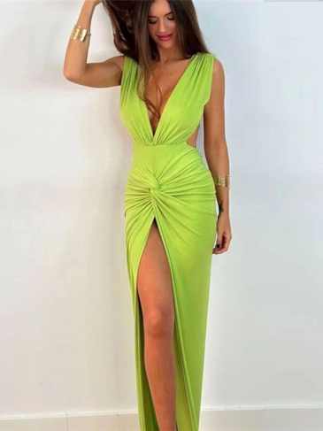 New Arrival Fashion Summer V-neck Elegant Dress - Green / s Stylord