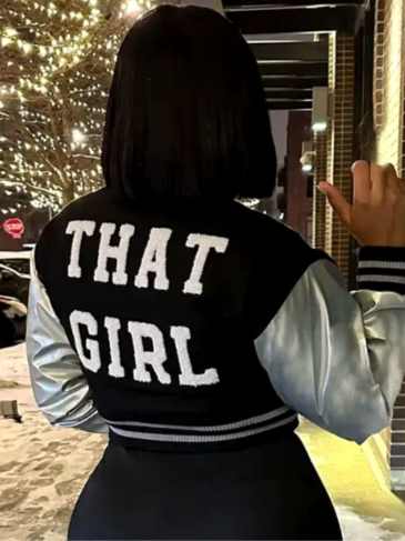 Autumn New Letter Embroidery Patchwork Jacket - Black / s Stylord