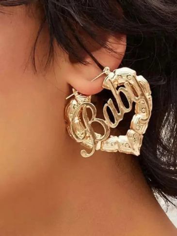 Baby Heart Hoop Gold Geometric Earrings - Stylord