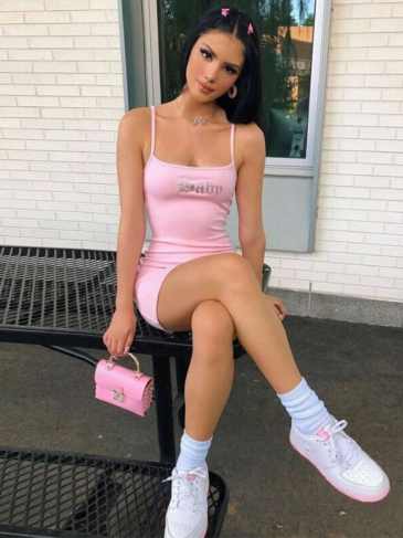 Baby Letter Bodycon Party Sexy Mini Dress - Pink / s Stylord