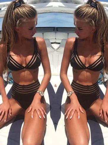 Bandage Sexy Push Up Swimsuit - Black / s Stylord