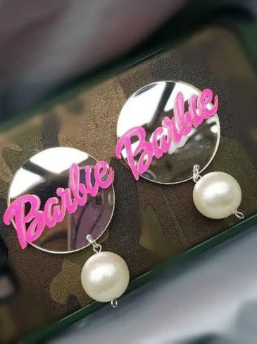 Barbie Acrylic Pearl Drop Earrings - Pink Stylord