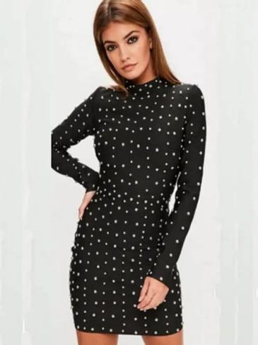 Beading Formal Office Tight Dress - Black / s Stylord