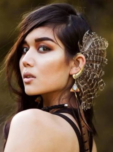 Big Feather Ear Cuff Gold Clip On Earrings - Stylord