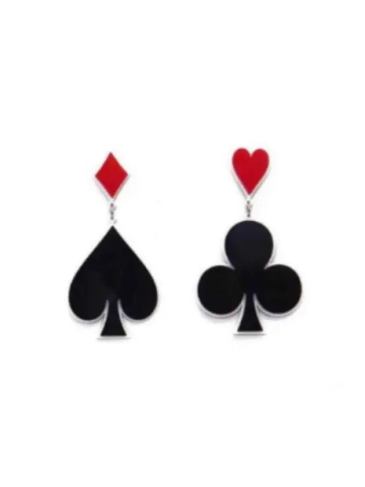 Big Poker Spades Acrylic Dangle Drop Earrings - Black Stylord