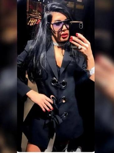 Black Long Sleeves Blazer Dress - s Stylord