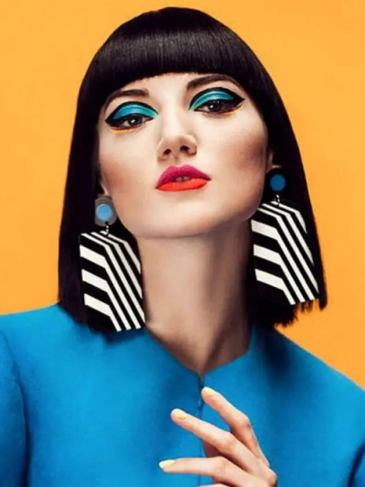 Black White Stripe Geometric Drop Earrings - Stylord