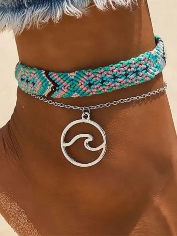Bohemian Handmade Cotton Anklet Bracelet - Blue Stylord