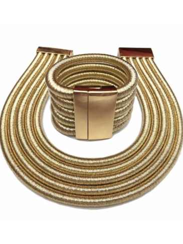 Bohemian Magnetism Multilayer Statement Jewelry Set - Gold Stylord