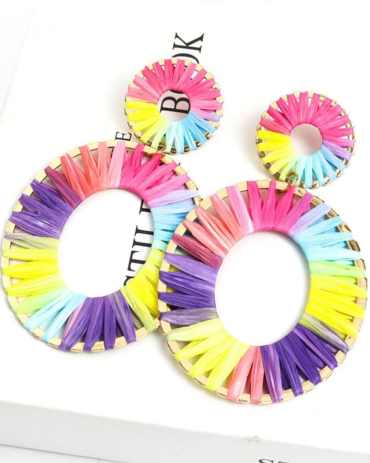 Bohemian Rainbow Geometric Drop Earrings - Multi Stylord