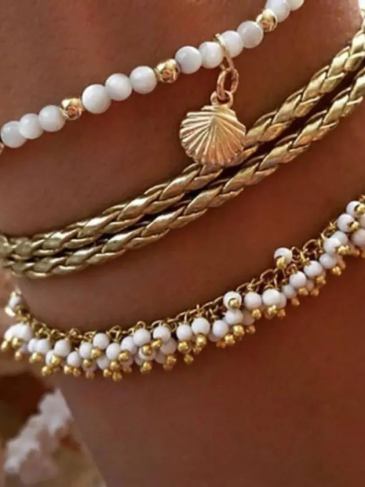 Bohemian Shiny Anklet Set - Gold Stylord