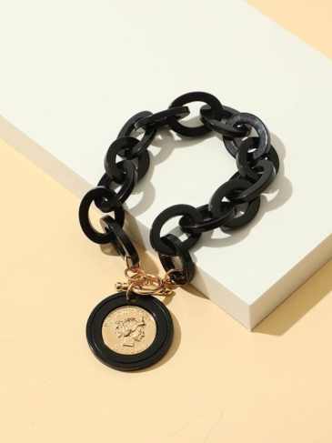 Boho Acrylic Link Chain Bracelet - Black Stylord