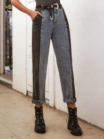 Boyfriend Slim-fit Stitching Denim Jeans - Multi / s Stylord