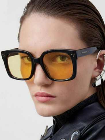 Brand Design Oversized Square Sunglasses - Yellow Stylord