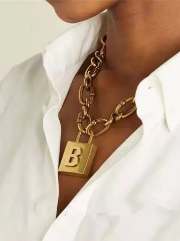 Brand Designer b Letter Necklace & Bracelet Jewelry Set - Gold Stylord