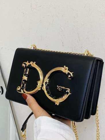 Brand Designer Dg Leather Fashion Handbag - Black Stylord