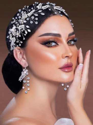 Bridal Headdress Alloy Flower Crystal Headpiece - Silver Stylord