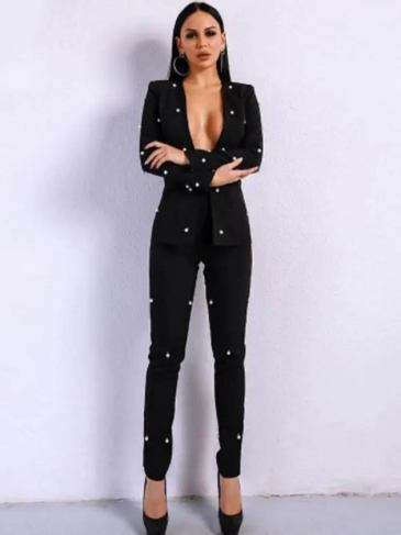 Button Beads Black Two Pieces Set - s Stylord