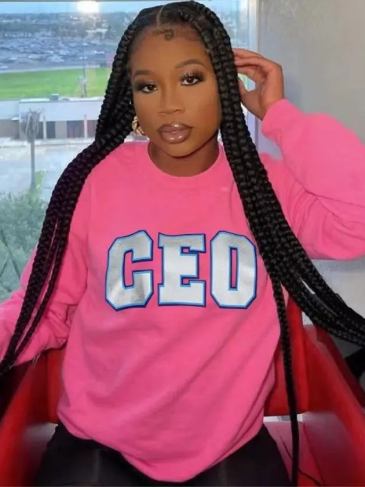 Ceo Print Sweatshirt Loose Hoodie - Pink / One Size Stylord