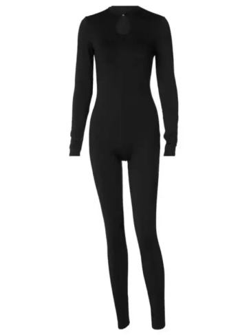 Chinese Button Black Hollow Out Jumpsuits - s Stylord