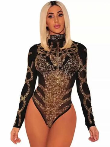 Club Wear Body-con Bodysuit - Black / s Stylord