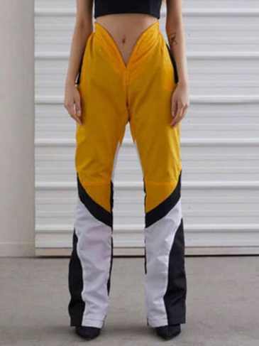 Contrasting Colors Casual Jogger Pant - Yellow / s Stylord