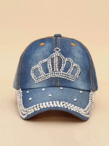 Crown Decor Baseball Hat - Blue Stylord