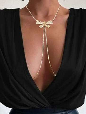 Crystal Bow Chest Jewelry Chain - Stylord