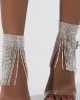 Crystal Tassel Rhinestone Charm Foot Chain - Silver Stylord