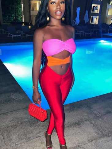 Cut Out Hollow Patchwork Sexy Street-wear Jumpsuit - Red / s Stylord