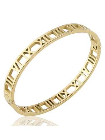 Delicate Hollow Roman Numeral Fashion Bracelet - Gold Stylord