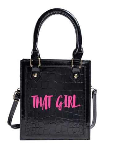 Designer That Girl Leather Fashion Handbag - Black Stylord