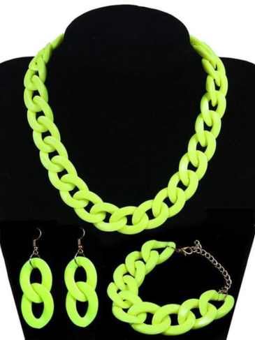 Designer Original Color Acrylic Chain Jewelry Set - Green Stylord
