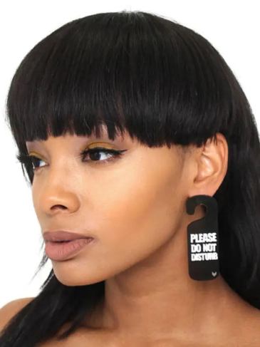Do Not Disturb Card Acrylic Stud Earrings - Black Stylord