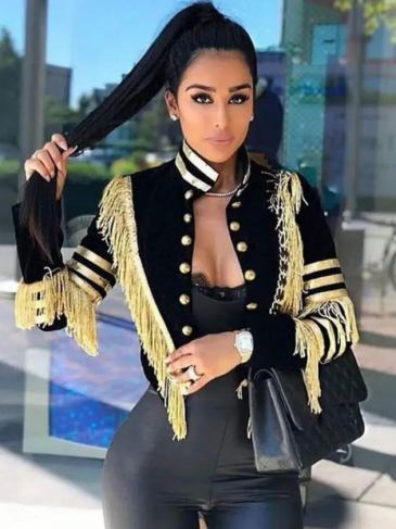 Elegant Black & Gold Jacket - s Stylord