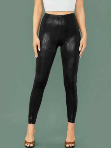 Embossed Crocodile Black Legging - s Stylord