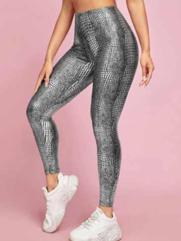 Embossed Crocodile Silver Legging - s Stylord