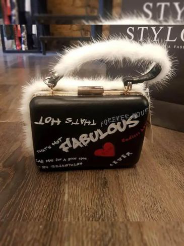 Fabulous Trendy Fur Handbag - Black Stylord