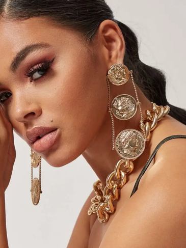 Fashion Exaggerated Trendy Earrings - Gold Stylord