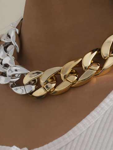 Fashion Glamour Thick Chain Necklace - Silver / 1 Stylord