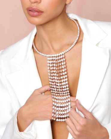 Fashion Indian Tassel Rhinestone Necklace - Gold Stylord