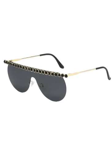 Fashion Large Frame Diamond Sunglasses - Black Stylord