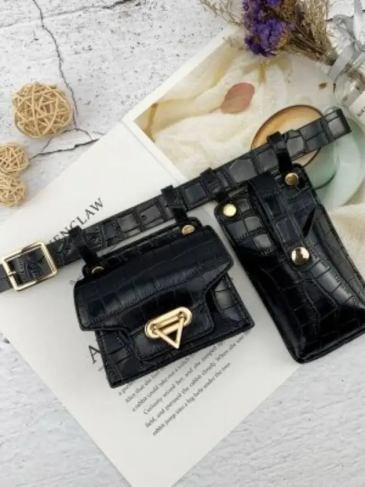 Fashion Leather Waist Belt Bag - Black Stylord