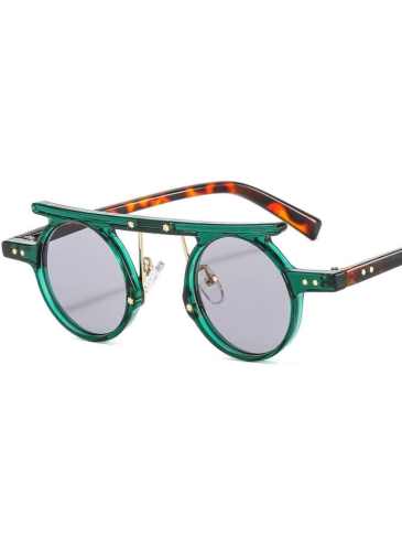 New Fashion Leopard Frame Designer Round Sunglasses - Green Stylord