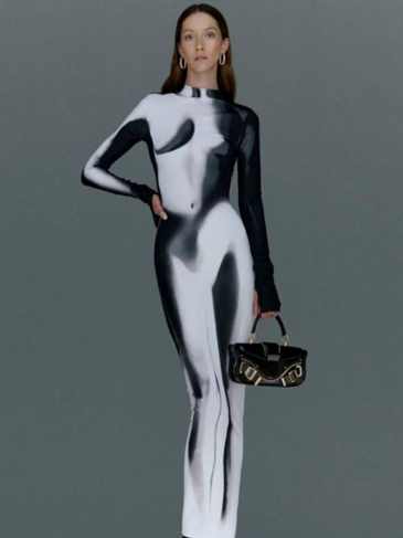 Tie Dye Fashion Long Sleeve Finger Hole Dress - White / s Stylord