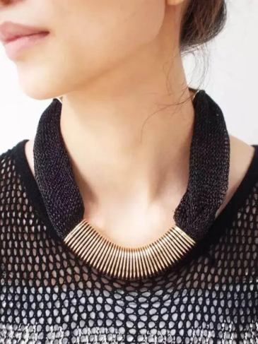 Fashion Metal Chain Collar Necklace - Black Stylord