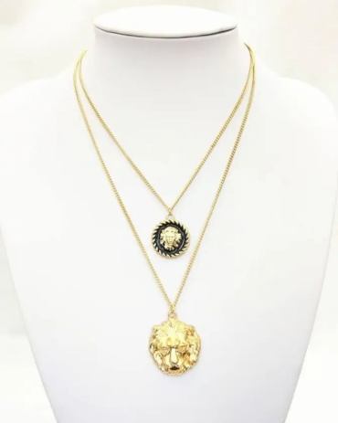 Fashion Multilayer Exaggerated Black Lion Necklace - Gold Stylord